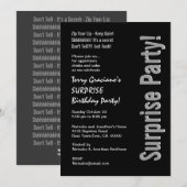 Modern SURPRISE Birthday Black Silver White Kaart (Voorkant / Achterkant)
