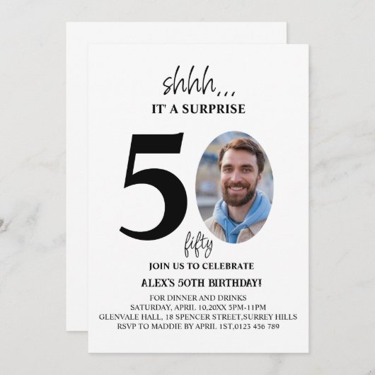 Modern Surprise Verjaardagsfeest Minimale Mannen v Kaart (Voorkant / Achterkant)