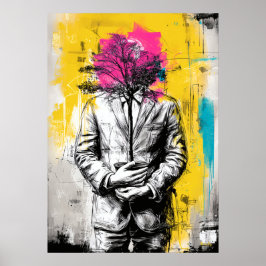 Modern Surreal Portrait Conceptual Tree Art Poster