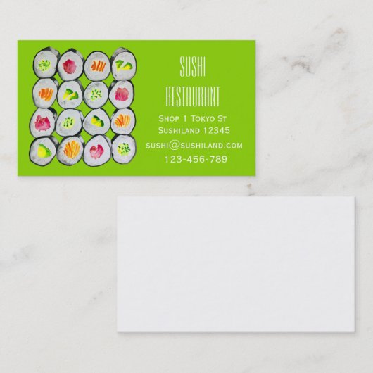 Modern Sushi restaurant- en cateringbedrijf Busin Visitekaartje (Voorkant / Achterkant)