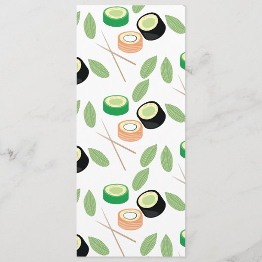 Modern Sushi Roll Asian Restaurant Pattern Menu (Achterkant)