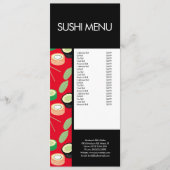 Modern Sushi Roll Asian Restaurant Pattern Red Menu (Voorkant)