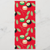 Modern Sushi Roll Asian Restaurant Pattern Red  Menu (Achterkant)