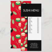 Modern Sushi Roll Asian Restaurant Pattern Red  Menu (Voorkant / Achterkant)