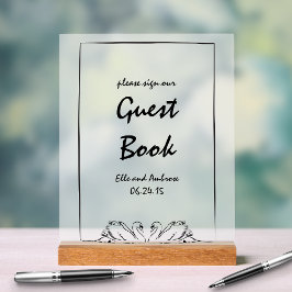 Modern Swan Chic Onderteken ons gastenboek Acryl Bord