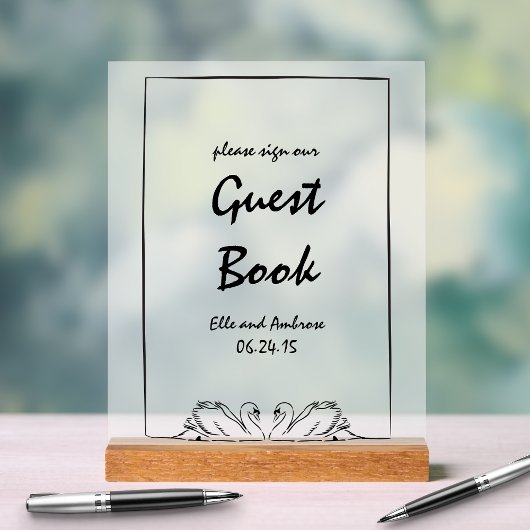 Modern Swan Chic Onderteken ons gastenboek Acryl Bord