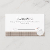 Modern Swan Gingham Luier Raffle Baby shower Informatiekaartje (Voorkant)