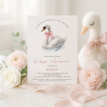 Modern Swan Pink Bow Baby shower