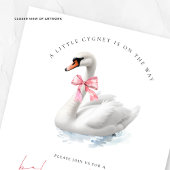 Modern Swan Pink Bow Baby shower Kaart