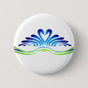 MODERN SWANS EN HEART DOOR SHARON SHARPE RONDE BUTTON 5,7 CM