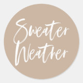Modern Sweater Weerschrift Beige Vakantie Ronde Sticker (Voorkant)