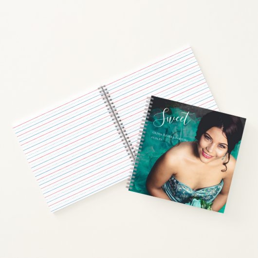 Modern Sweet 16 Birthday Party Photo Guest Book Notitieboek (Binnen)