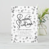 MODERN Sweet 16 Birthday Silver Chic Glitter Kaart (Staand voorkant)