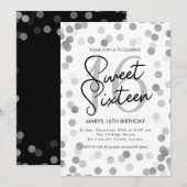MODERN Sweet 16 Birthday Silver Chic Glitter Kaart (Voorkant / Achterkant)