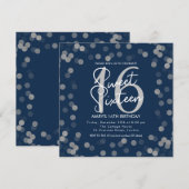 MODERN Sweet 16 Birthday Silver Chic Glitter Navy Kaart (Voorkant / Achterkant)