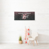 Modern Sweet 16 Black Blush Pink Glitter Name Spandoek (Insitu)