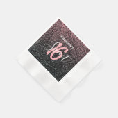 Modern Sweet 16 Black Blush Pink Specks Naam Servet (Hoek)
