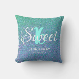 Modern Sweet 16 Blauwgroen Aqua Glitter - Speciaal Kussen