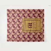 Modern Sweet 16 Blush Bourgondië Gouden Achtergron Wandkleed (Voorkant (horizontaal))