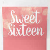 Modern Sweet 16 Bokeh Licht Foto Drieluik Uitnodiging (Binnenzijde eerst)