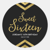 Modern Sweet 16 Faux Gold Chevron geometrisch Ronde Sticker (Voorkant)