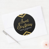 Modern Sweet 16 Faux Gold Chevron geometrisch Ronde Sticker (Envelop)