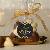 Modern Sweet 16 Faux Gold Chevron geometrisch Ronde Sticker