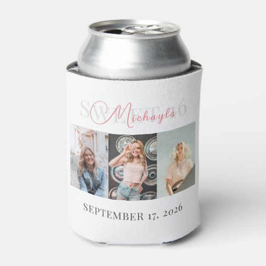 Modern Sweet 16 fotocollage Blikjeskoeler (Blikje Voorkant)