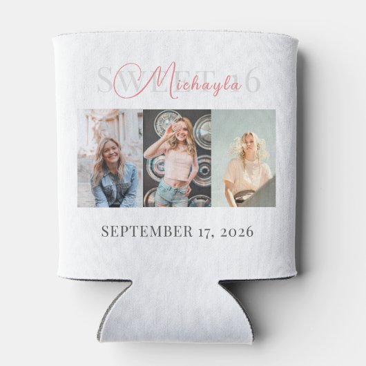 Modern Sweet 16 fotocollage Blikjeskoeler (Achterkant)