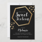 Modern Sweet 16 Glitter Faux Gold Geometric Bars Kaart (Voorkant)