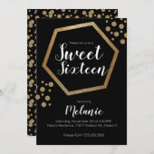 Modern Sweet 16 Glitter Faux Gold Geometric Bars Kaart (Voorkant / Achterkant)
