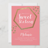 Modern Sweet 16 Glitter Faux Gold Geometric Bars Kaart (Voorkant)