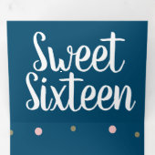 Modern Sweet 16 Gold Pink Stippen Drieluik Uitnodiging (Binnenzijde eerst)