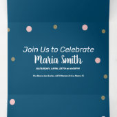 Modern Sweet 16 Gold Pink Stippen Drieluik Uitnodiging (Binnenkant midden)