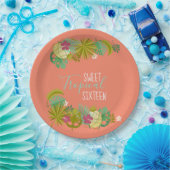 Modern Sweet 16 Luau 16th Birthday Party Papieren Bordje (Feest)