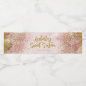 Modern sweet 16 pink and gold balloons waterfles etiket (Enkel label)