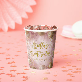 Modern sweet 16 pink gold balloons papieren bekers
