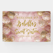 Modern sweet 16 pink gold balloons welcome spandoek (Horizontaal)