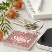 Modern Sweet 16 Roos Gold Glitter Gepersonaliseerd Sleutelhanger (Voorkant Rechts)