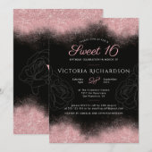 Modern Sweet 16 Roze Glitter Sparkle Classy Chic Kaart (Voorkant / Achterkant)