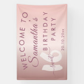Modern Sweet 16 Roze Metallic Verjaardag Spandoek (Verticaal)