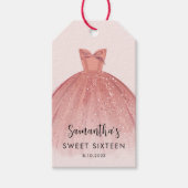 Modern Sweet 16 Script Dress Verjaardag Custom Cadeaulabel (Voorkant)