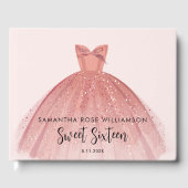 Modern Sweet 16 Script Dress Verjaardag Custom Gastenboek (Voorkant)
