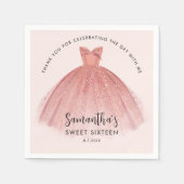 Modern Sweet 16 Script Dress Verjaardag Custom Pap Servet (Voorkant)