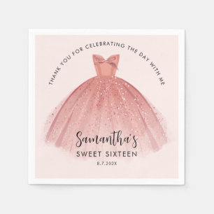 Modern Sweet 16 Script Dress Verjaardag Custom Pap Servet
