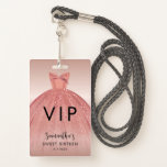 Modern Sweet 16 Script Dress Verjaardag VIP Badge<br><div class="desc">Met een  sticker blush roze jurk met een modern script,  is deze verjaardagsbedankjurk ideaal voor het gezegden van bedankt met vrienden en familie die de dag met u hebben gevierd. Vervang eenvoudig de partijgegevens door op de knop "Personaliseren" te klikken.</div>