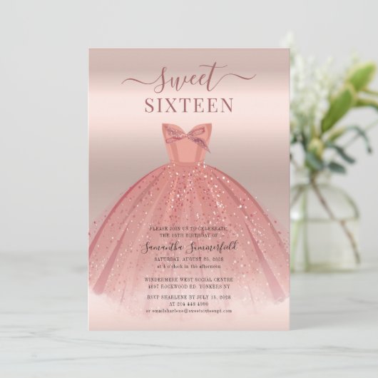 Modern Sweet 16 Script Verjaardag Kaart (Staand voorkant)