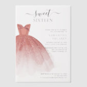 Modern Sweet 16 Script Verjaardagsfeest Vellum Uitnodigingen (Voorkant)