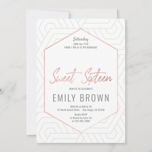 Modern Sweet 16 uitnodiging (Voorkant)