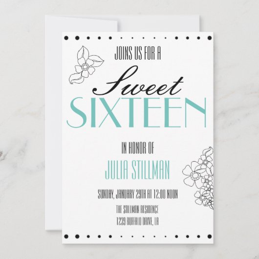 Modern Sweet 16 Uitnodiging (Voorkant)